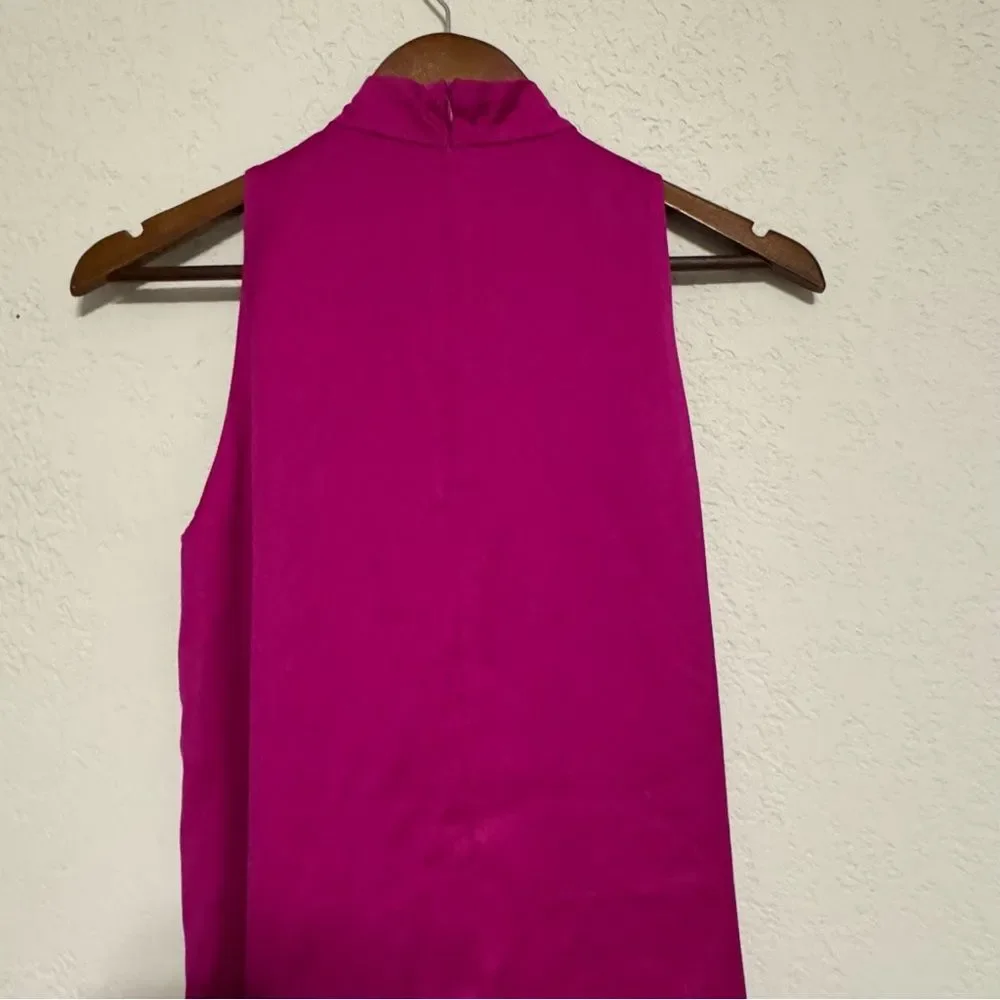 Mango MNG Magenta Sleeveless High Mock Neck Cocktail Dress